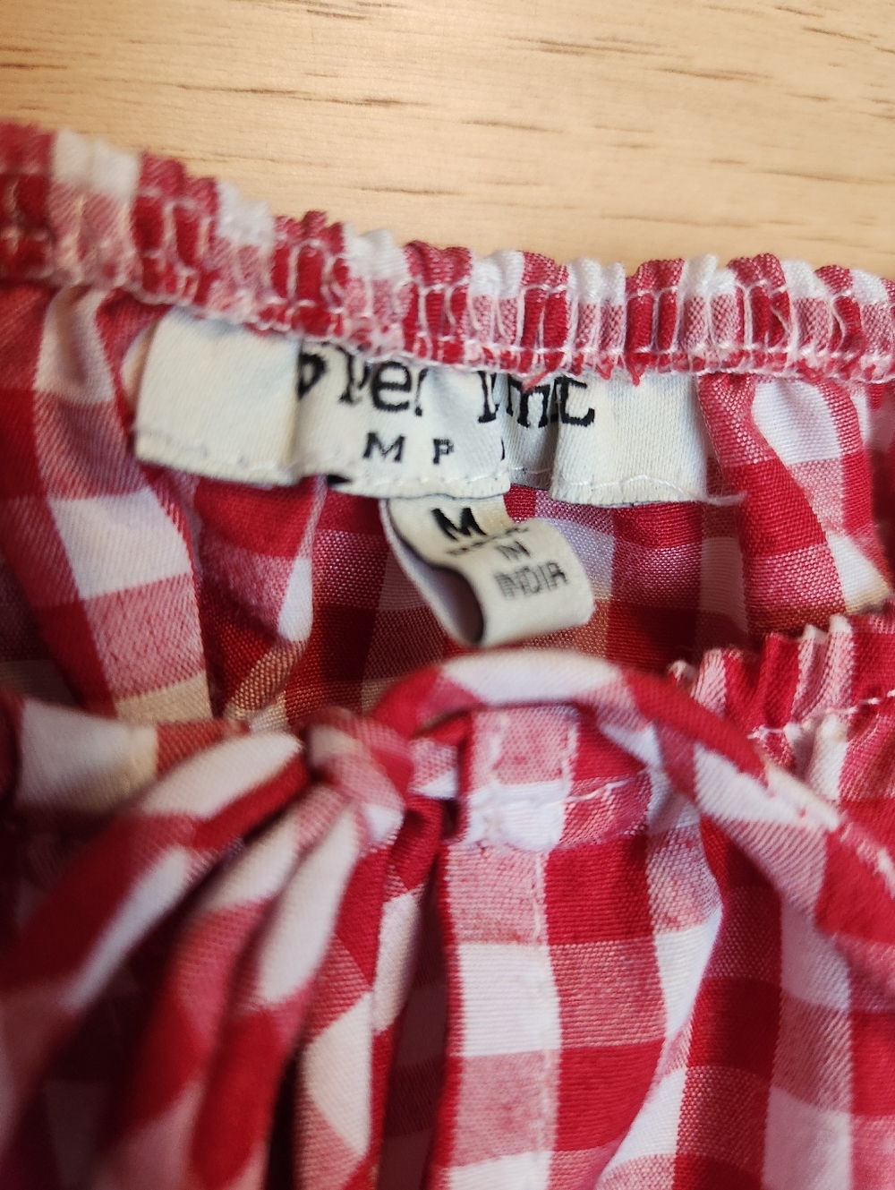 COTTAGECORE RED WHITE GINGHAM SMOCKED MINI DRESS SIZE SMALL/ MEDIUM - Picture 7 of 8